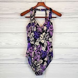 Unbranded floral print one piece swimsuit Purple Women's Size XL